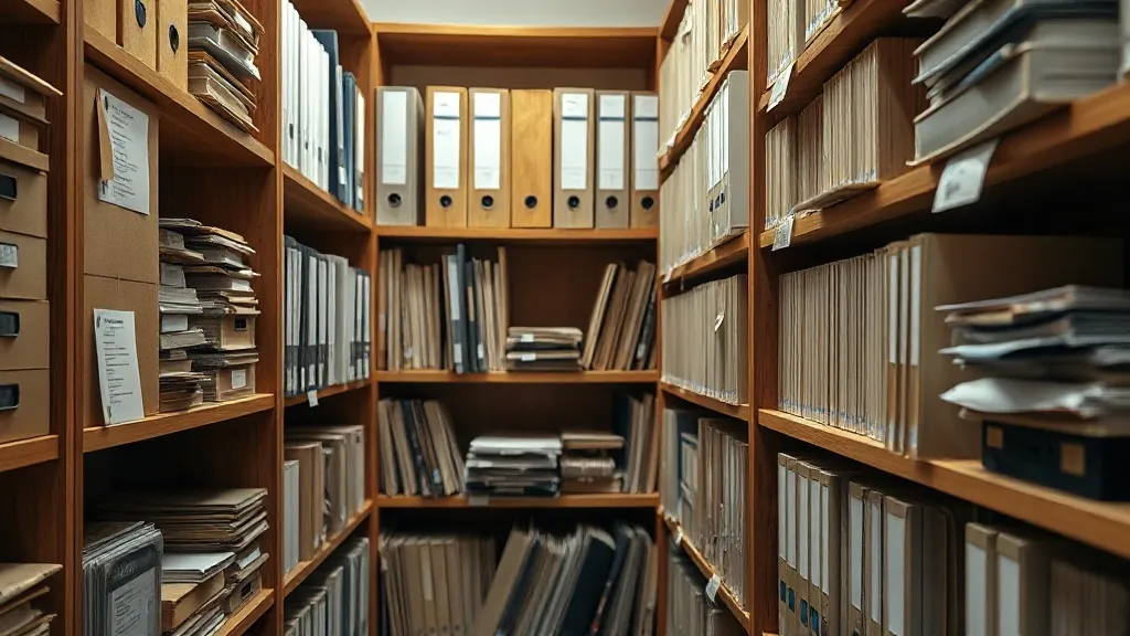 A professional office archive with organized folders and tec
